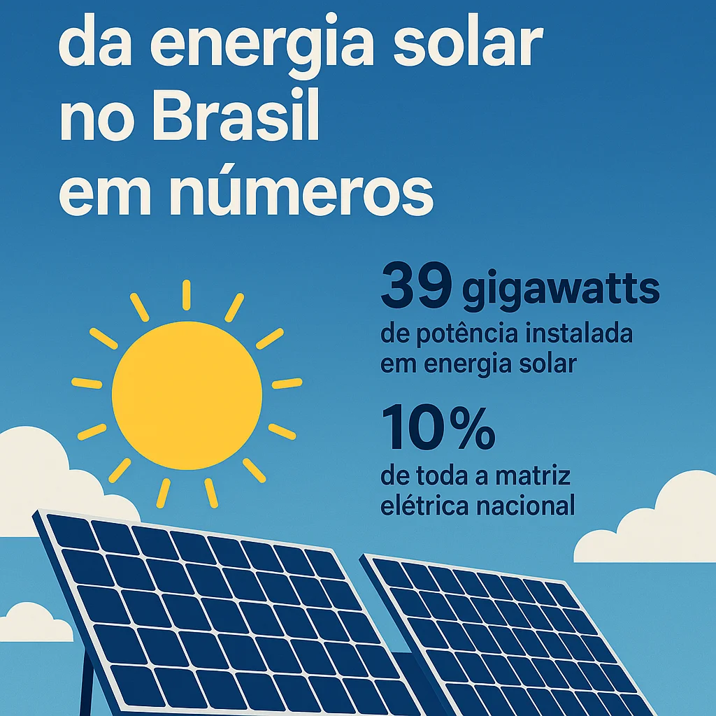 Sistema de energia solar instalado no telhado